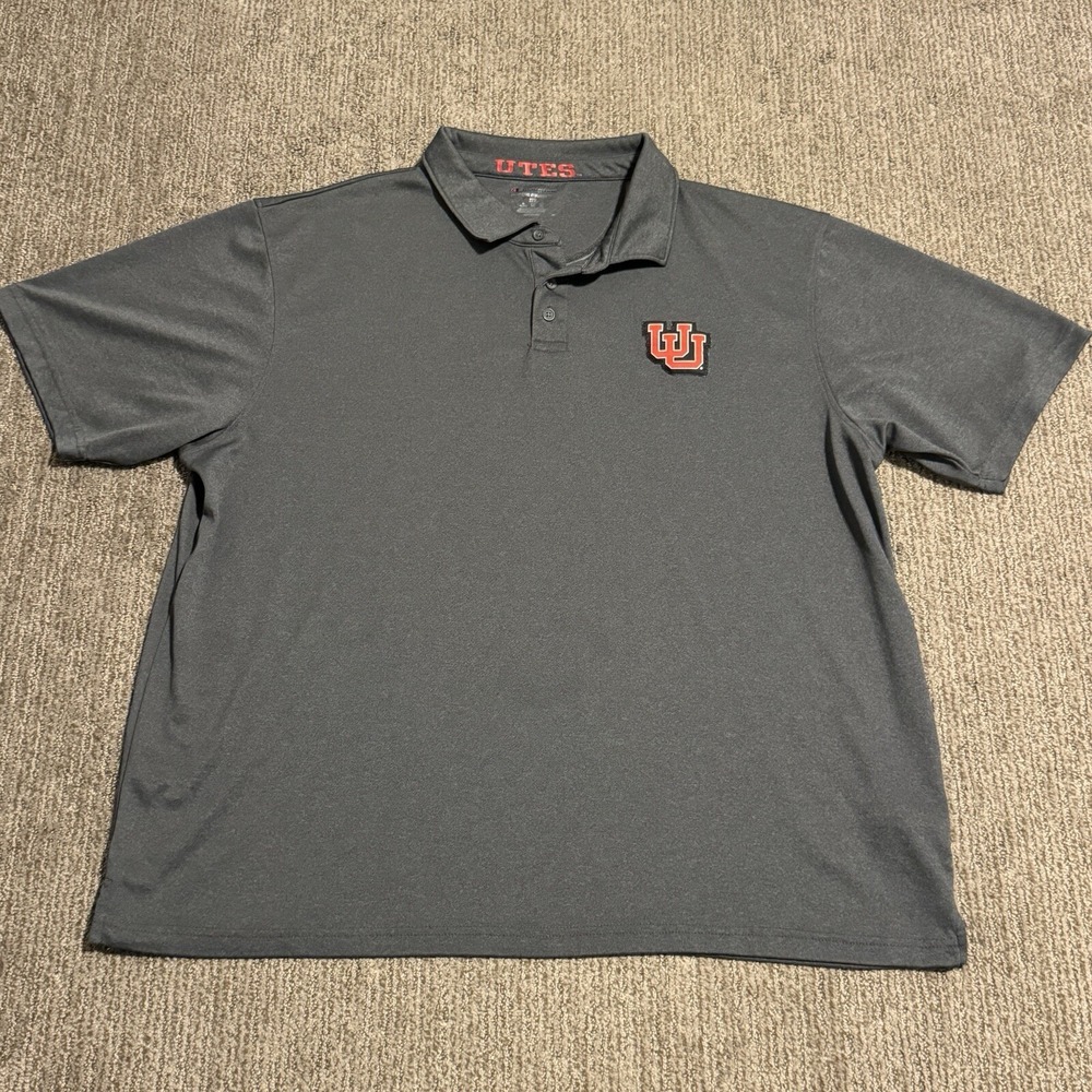 Champion Mens 2XL Polo Golf Shirt Short Sleeve University Of Utah Utes Grey